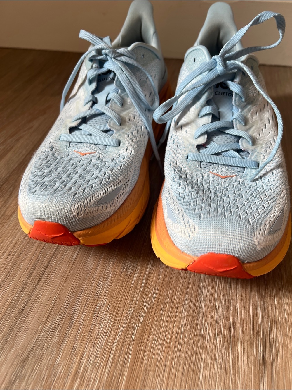 Hoka One One Clifton 8 Running Shoes Blue Orange Women’s 9.5B summer ice - Picture 4 of 10